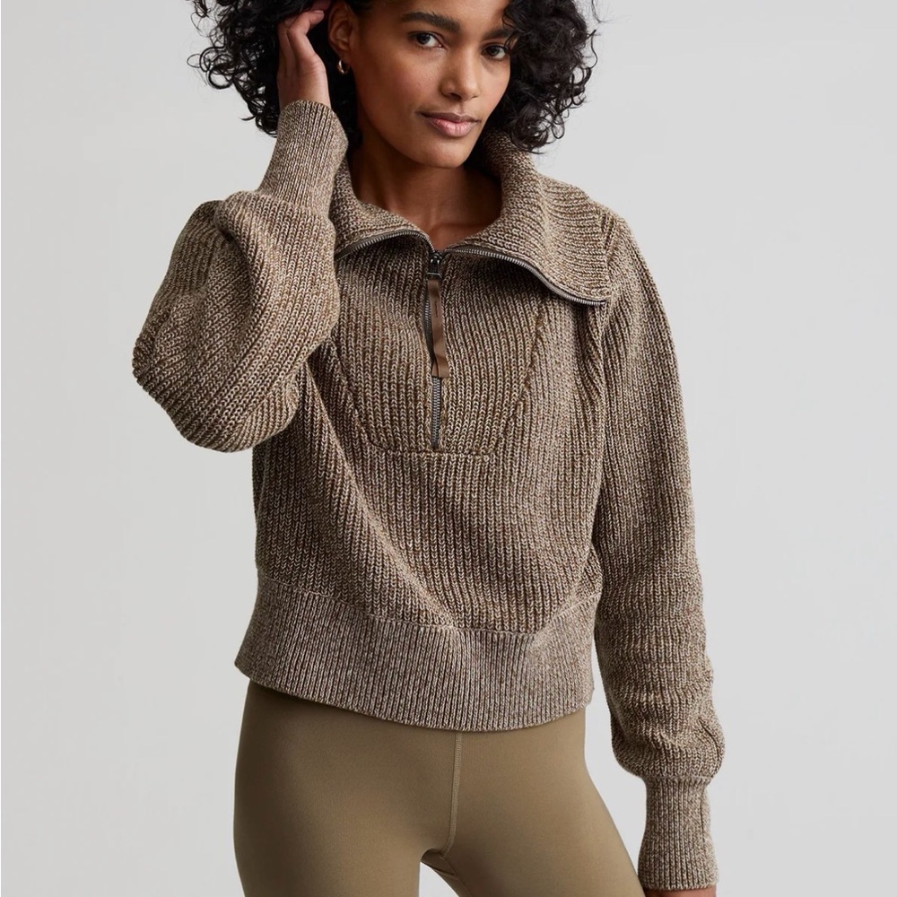 Varley Metone Sweater - M Dark Olive Speckle
